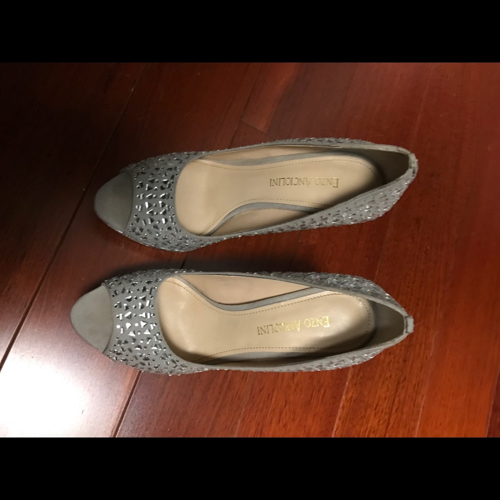 Enzo anciolini peep toe heels with silver studs